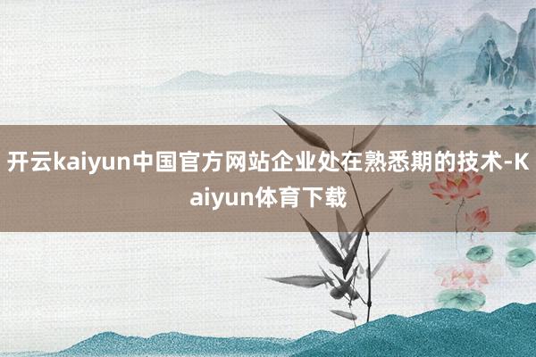 开云kaiyun中国官方网站企业处在熟悉期的技术-Kaiyun体育下载