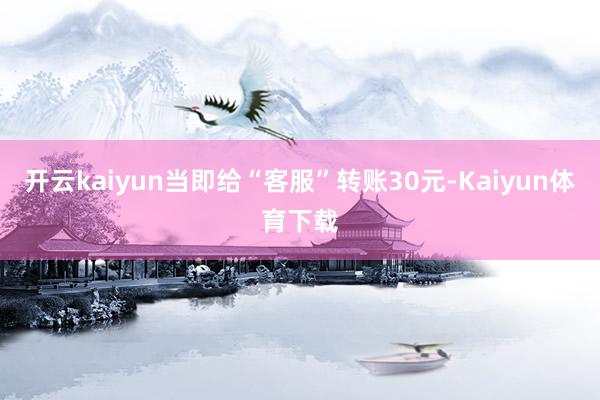 开云kaiyun当即给“客服”转账30元-Kaiyun体育下载